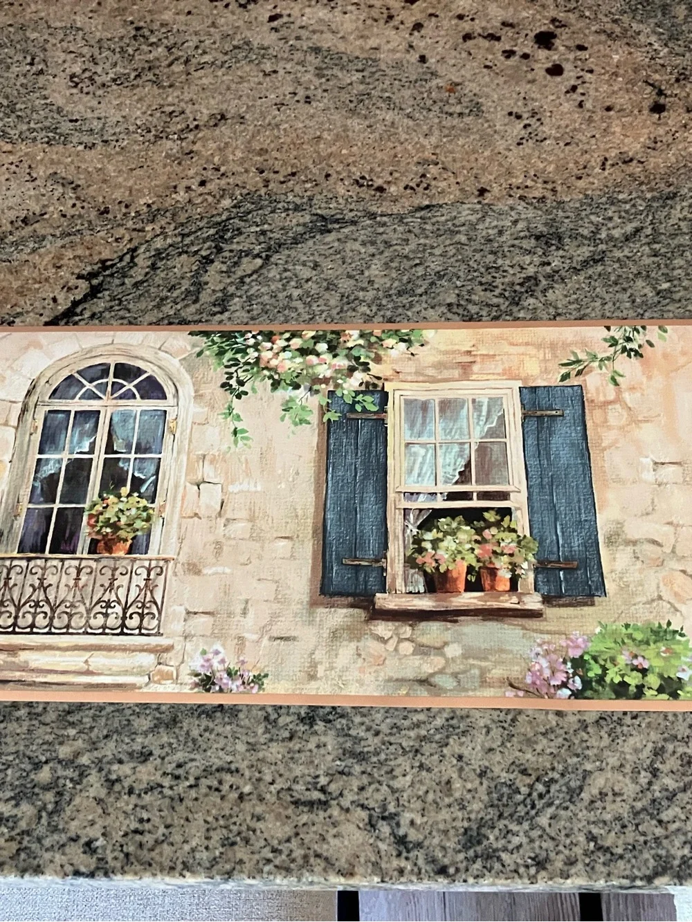 Cottage Window Wallpaper Border in Cream and Blue